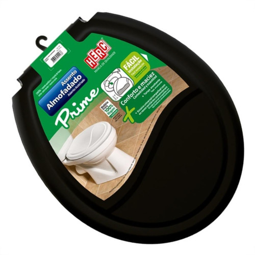 Assento Sanitario Herc Prime Almofadado Preto 2392