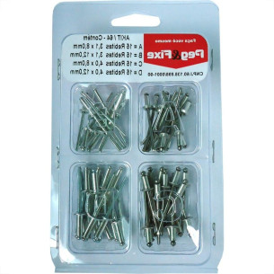 Cartela Rebite Repuxo Aluminio Peg&Fixe Kit 60 Pecas  Akit/64