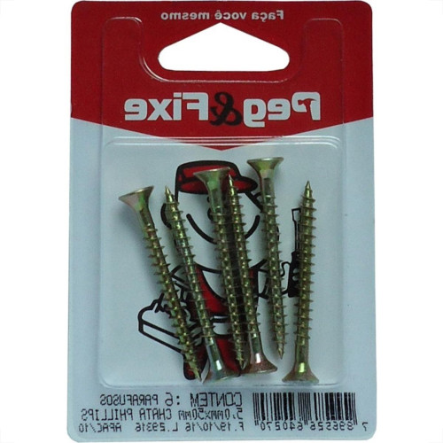 Cartela Parafuso Madeira Phillips Chata 5,0 X 50Mm Peg&Fixe 6 Pecas Apac/10 Cartela Parafuso Madeira Phillips Chata 5,0 X 50Mm Peg&Fixe 6 Pecas Apac/10