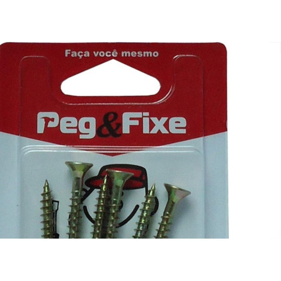 Cartela Parafuso Madeira Phillips Chata 5,0 X 50Mm Peg&Fixe 6 Pecas Apac/10 Cartela Parafuso Madeira Phillips Chata 5,0 X 50Mm Peg&Fixe 6 Pecas Apac/10