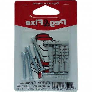 Cartela Bucha Fixacao 06+Parafuso Phillips 3,9 X 32 Peg&Fixe Kit 12 Pecas  Apcb/05