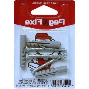 Cartela Bucha Fixacao 08+Parafuso Phillips 4,8 X 50 Peg&Fixe Kit 6 Pecas  Apcb/09