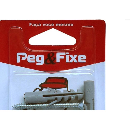Cartela Bucha Fixacao 08+Parafuso Phillips 4,8 X 50 Peg&Fixe Kit 6 Pecas Apcb/09 Cartela Bucha Fixacao 08+Parafuso Phillips 4,8 X 50 Peg&Fixe Kit 6 Pecas Apcb/09