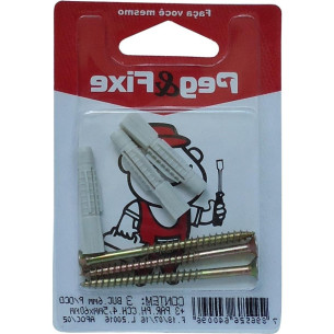 Cartela Bucha Fixacao Drywal 06+Parafuso Phillips Peg&Fixe Kit 6 Pecas  Apoc/02