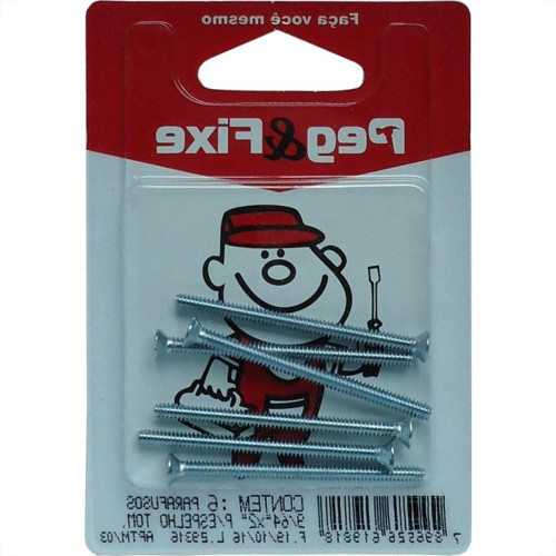 Cartela Parafuso Placa Tomada 9/64 X 2'' Peg&Fixe 6 Pecas Aptm/03 Cartela Parafuso Placa Tomada 9/64 X 2'' Peg&Fixe 6 Pecas Aptm/03