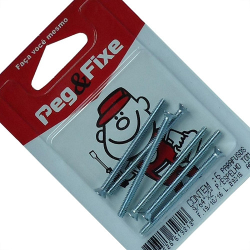 Cartela Parafuso Placa Tomada 9/64 X 2'' Peg&Fixe 6 Pecas Aptm/03 Cartela Parafuso Placa Tomada 9/64 X 2'' Peg&Fixe 6 Pecas Aptm/03