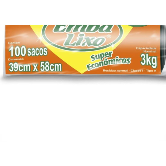Saco Embalixo Rolo Super Economico Preto 15L Com 100 Sacos 510051 Saco Embalixo Rolo Super Economico Preto 15L Com 100 Sacos 510051