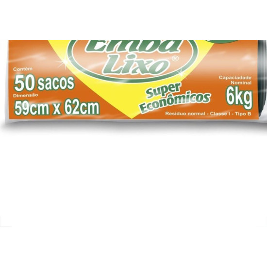 Saco Embalixo Rolo Super Economico Preto 30L Com 50 Sacos 510068 Saco Embalixo Rolo Super Economico Preto 30L Com 50 Sacos 510068