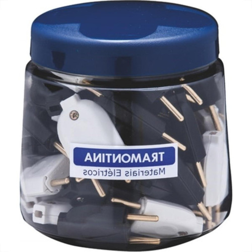 Pino Macho 2 Polos Tramontina 10A Preto/Branco - Kit C/42 Pino Macho 2 Polos Tramontina 10A Preto/Branco - Kit C/42