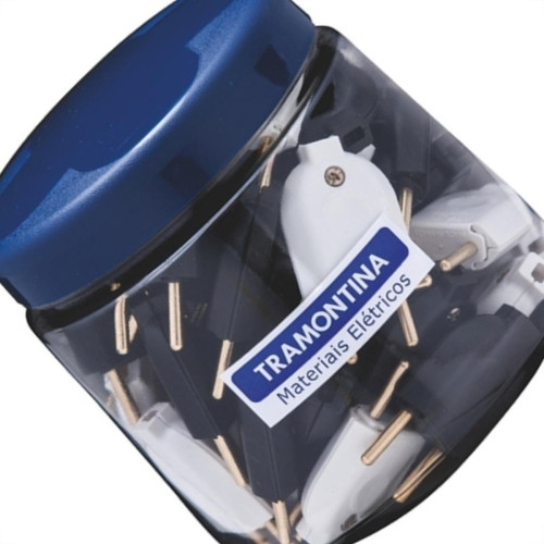 Pino Macho 2 Polos Tramontina 10A Preto/Branco - Kit C/42 Pino Macho 2 Polos Tramontina 10A Preto/Branco - Kit C/42
