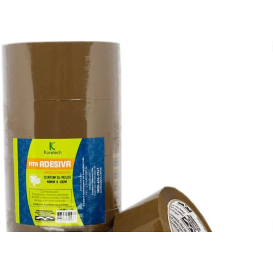 Fita Embalagem Koretech Koretape Marrom 48 X 100 Pa.12.10.4.0128 - Kit C/5 Fita Embalagem Koretech Koretape Marrom 48 X 100 Pa.12.10.4.0128 - Kit C/5
