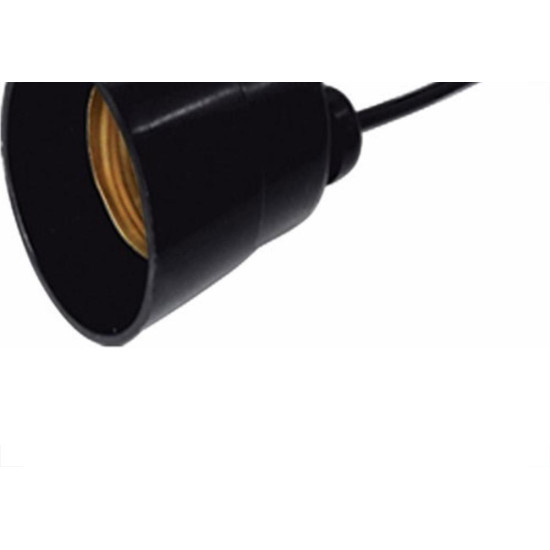 Soquete Com Rabicho Nylon Ilumi Preto 2A E/27 16101Pct - Kit C/10 