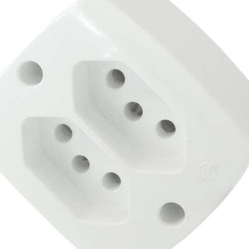 Tomada Externa Ilumi 2 Polos +Terra Dupla 10A Branca 16518 - Kit C/10 Tomada Externa Ilumi 2 Polos +Terra Dupla 10A Branca 16518 - Kit C/10