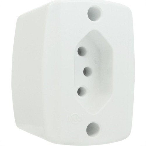 Tomada Externa Ilumi 2 Polos +Terra 20A Branca 16517Pct - Kit C/10 Tomada Externa Ilumi 2 Polos +Terra 20A Branca 16517Pct - Kit C/10