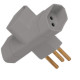 Pino 3 Saidas 2 Polos+Terra Ilumi ''T'' Cinza 12250 - Kit C/10 Pino 3 Saidas 2 Polos+Terra Ilumi ''T'' Cinza 12250 - Kit C/10