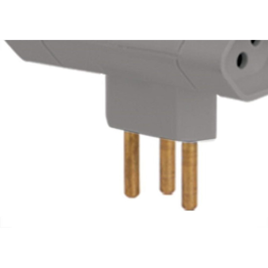 Pino 3 Saidas 2 Polos+Terra Ilumi ''T'' Cinza 12250 - Kit C/10 Pino 3 Saidas 2 Polos+Terra Ilumi ''T'' Cinza 12250 - Kit C/10