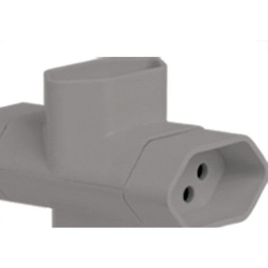 Pino 3 Saidas 2 Polos+Terra Ilumi ''T'' Cinza 12250 - Kit C/10 Pino 3 Saidas 2 Polos+Terra Ilumi ''T'' Cinza 12250 - Kit C/10