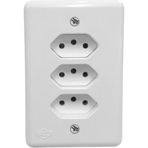 Conjunto Ilumi Stylus 4X2 Branco Com Placa (3Tomadas 10A Monobloco) 201201