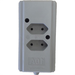 Tomada Barra Interneed   Dupla 10A 2 Polos Cinza 69362