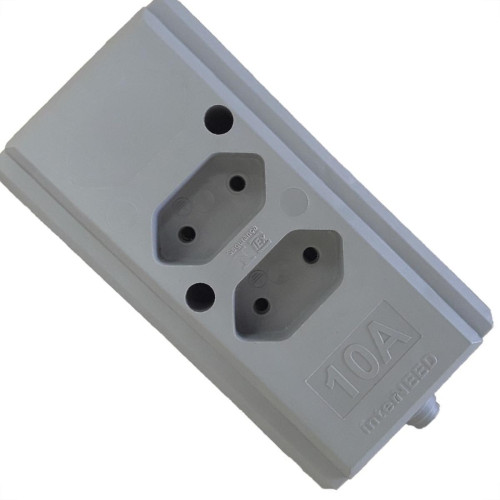Tomada Barra Interneed Dupla 10A 2 Polos Cinza 69362 Tomada Barra Interneed Dupla 10A 2 Polos Cinza 69362