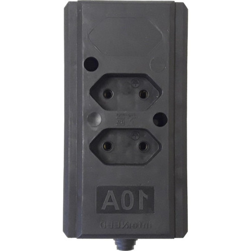 Tomada Barra Interneed Dupla 10A 2 Polos Preta 69300 Tomada Barra Interneed Dupla 10A 2 Polos Preta 69300