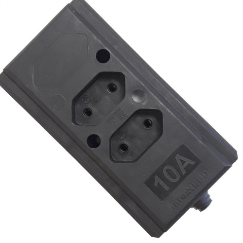 Tomada Barra Interneed Dupla 10A 2 Polos Preta 69300 Tomada Barra Interneed Dupla 10A 2 Polos Preta 69300