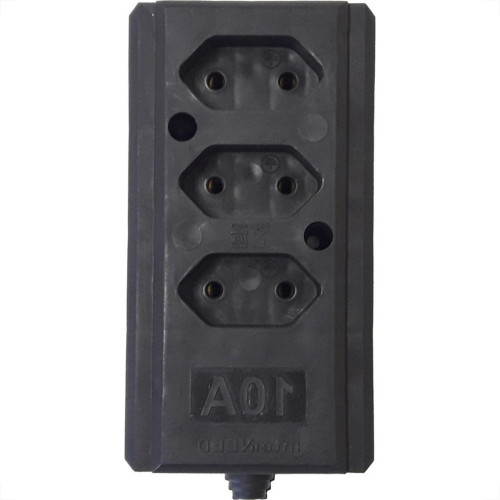 Tomada Barra Interneed Tripla 10A 2 Polos Preta 69034 Tomada Barra Interneed Tripla 10A 2 Polos Preta 69034
