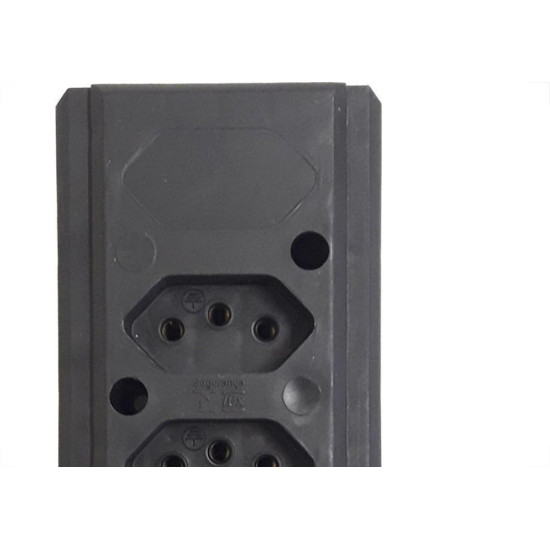 Tomada Barra Interneed   Dupla 10A 2 Polos +Terra Preta 68853