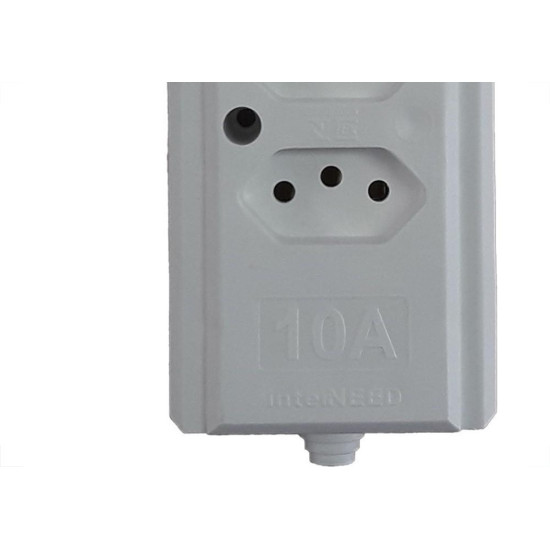 Tomada Barra Interneed   Tripla 10A 2 Polos +Terra Branca 66200