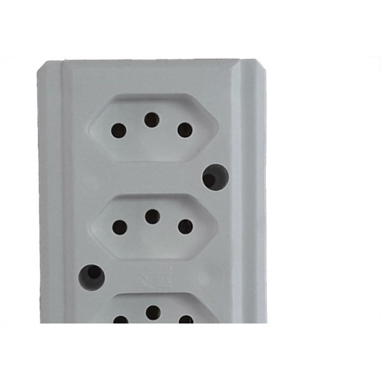 Tomada Barra Interneed   Tripla 10A 2 Polos +Terra Branca 66200
