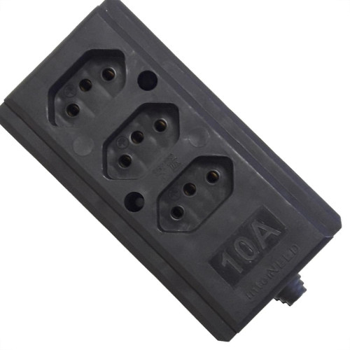 Tomada Barra Interneed Tripla 10A 2 Polos +Terra Preta 66170 Tomada Barra Interneed Tripla 10A 2 Polos +Terra Preta 66170