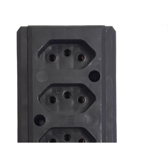 Tomada Barra Interneed Tripla 10A 2 Polos +Terra Preta 66170 Tomada Barra Interneed Tripla 10A 2 Polos +Terra Preta 66170