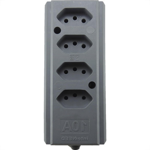 Tomada Barra Interneed (G) Quadrupla 10A 2 Polos +Terra Cinza 66323