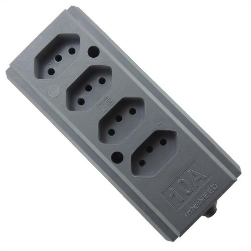 Tomada Barra Interneed (G) Quadrupla 10A 2 Polos +Terra Cinza 66323