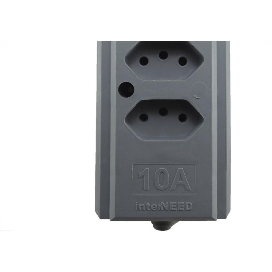 Tomada Barra Interneed (G) Quadrupla 10A 2 Polos +Terra Cinza 66323