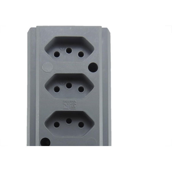 Tomada Barra Interneed (G) Quadrupla 10A 2 Polos +Terra Cinza 66323