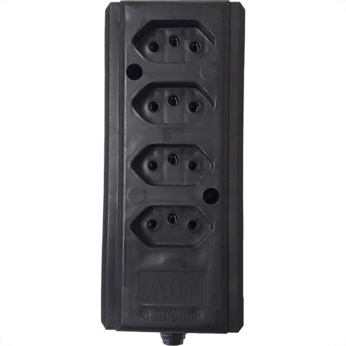 Tomada Barra Interneed (G) Quadrupla 10A 2 Polos +Terra Preta 66262