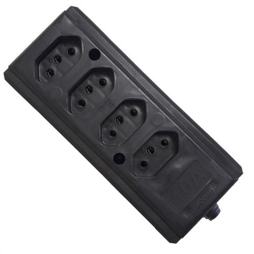 Tomada Barra Interneed (G) Quadrupla 10A 2 Polos +Terra Preta 66262