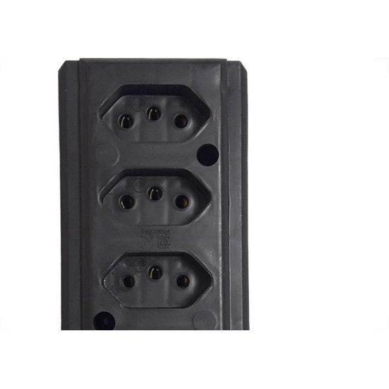 Tomada Barra Interneed (G) Quadrupla 10A 2 Polos +Terra Preta 66262