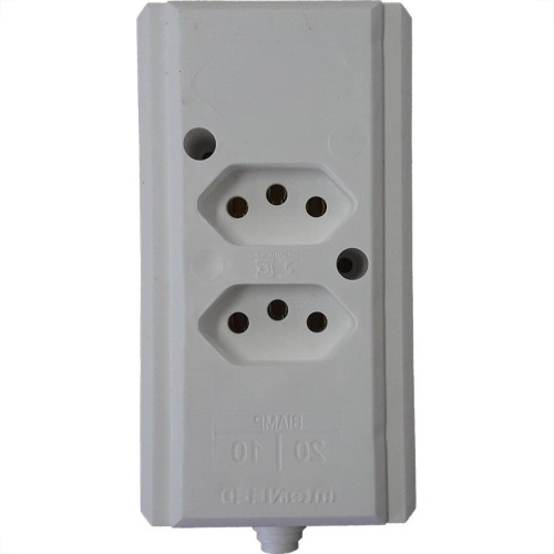 Tomada Barra Interneed Dupla 10/20A 2 Polos +Terra Branca 68976 Tomada Barra Interneed Dupla 10/20A 2 Polos +Terra Branca 68976