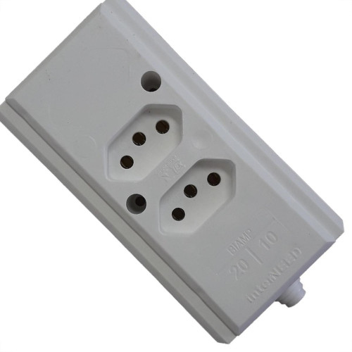 Tomada Barra Interneed Dupla 10/20A 2 Polos +Terra Branca 68976 Tomada Barra Interneed Dupla 10/20A 2 Polos +Terra Branca 68976