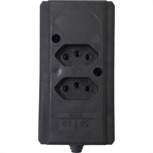 Tomada Barra Interneed Dupla 10/20A 2 Polos +Terra Preta 68945 Tomada Barra Interneed Dupla 10/20A 2 Polos +Terra Preta 68945