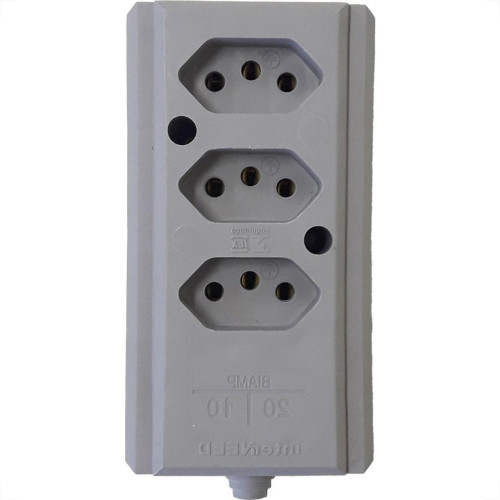 Tomada Barra Interneed Tripla 10/20A 2 Polos +Terra Cinza 66507 Tomada Barra Interneed Tripla 10/20A 2 Polos +Terra Cinza 66507
