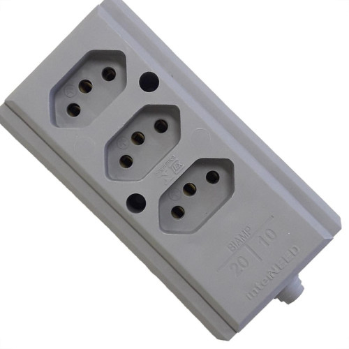 Tomada Barra Interneed Tripla 10/20A 2 Polos +Terra Cinza 66507 Tomada Barra Interneed Tripla 10/20A 2 Polos +Terra Cinza 66507