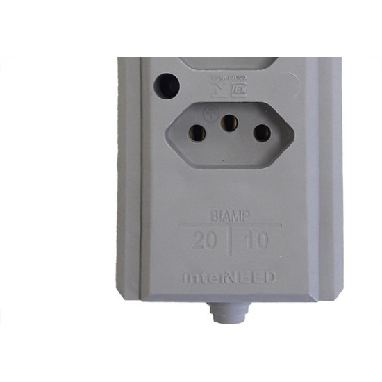 Tomada Barra Interneed Tripla 10/20A 2 Polos +Terra Cinza 66507 Tomada Barra Interneed Tripla 10/20A 2 Polos +Terra Cinza 66507