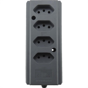 Tomada Barra Interneed   Quadrupla 10/20A 2 Polos +Terra Cinza 66590