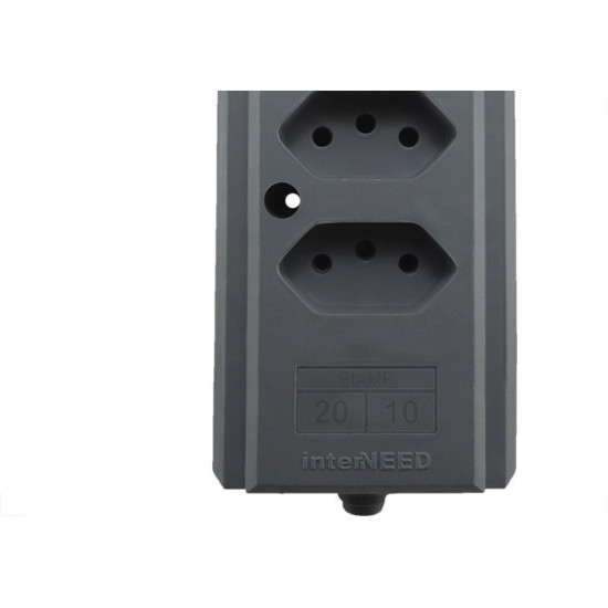 Tomada Barra Interneed   Quadrupla 10/20A 2 Polos +Terra Cinza 66590