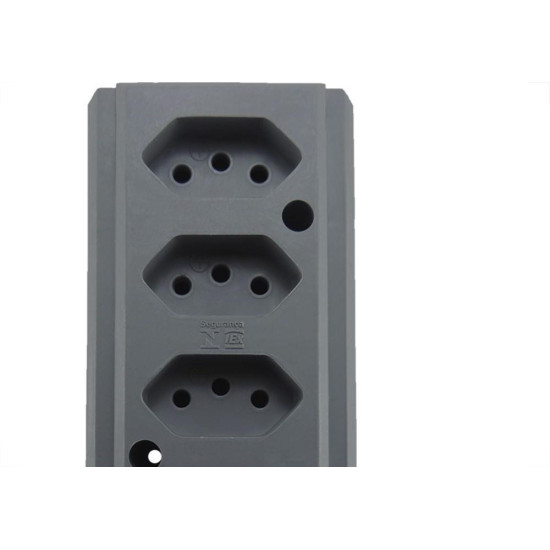 Tomada Barra Interneed   Quadrupla 10/20A 2 Polos +Terra Cinza 66590