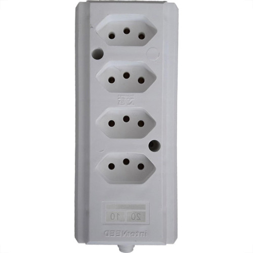 Tomada Barra Interneed Quadrupla 10/20A 2 Polos +Terra Branca 66569 Tomada Barra Interneed Quadrupla 10/20A 2 Polos +Terra Branca 66569