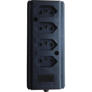 Tomada Barra Interneed   Quadrupla 10/20A 2 Polos +Terra Preta 66538